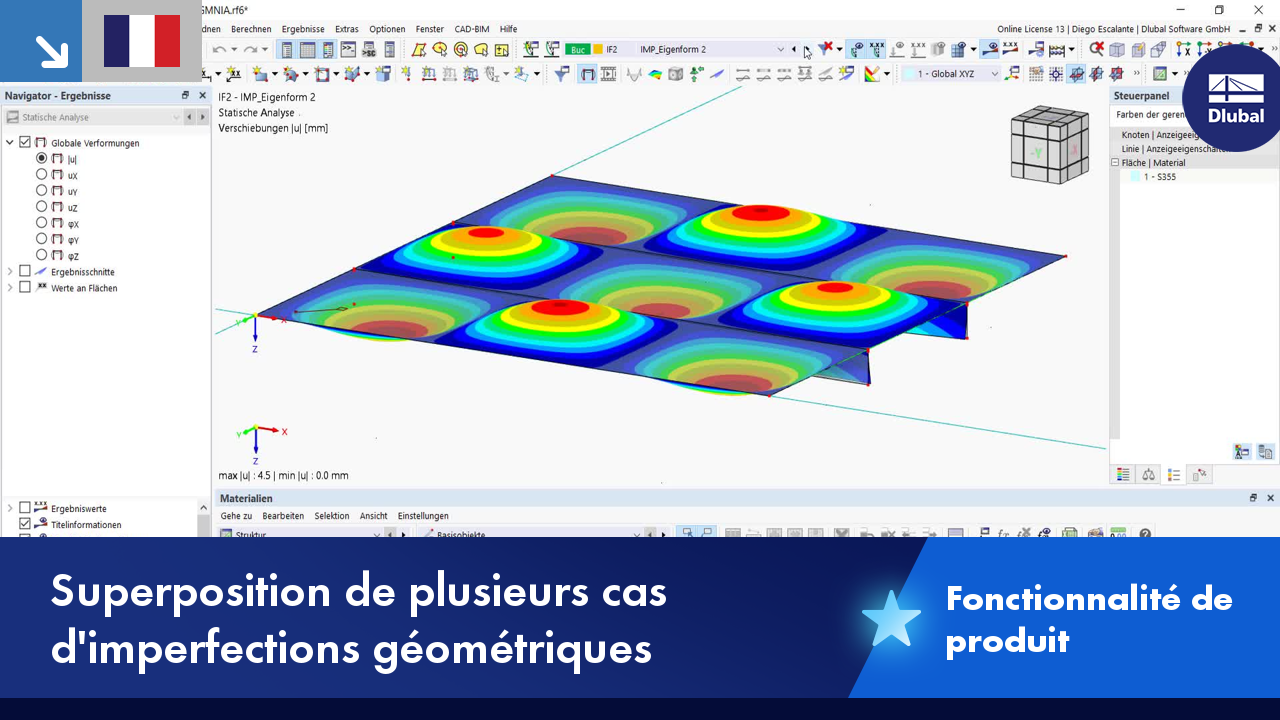 Visualisation de cas d’imperfections géométriques superposées dans une variante de structure