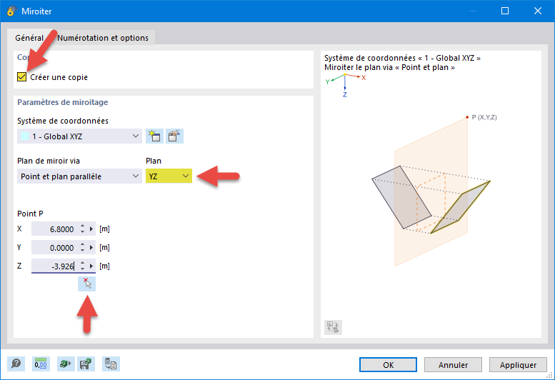 Boite de dialogue « Miroiter »