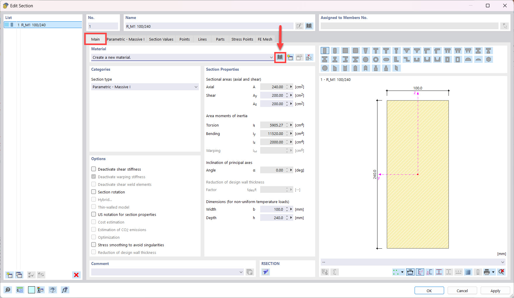 Ouvrir la bibliothèque de matériaux