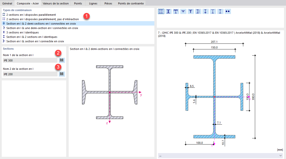 Définir une section composée