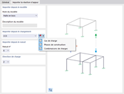 Définir le modèle, le chargement et le nœud pour l’importation de la réaction d’appui