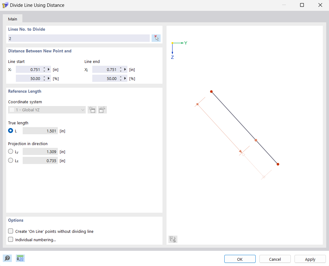 Diviser la ligne par distance