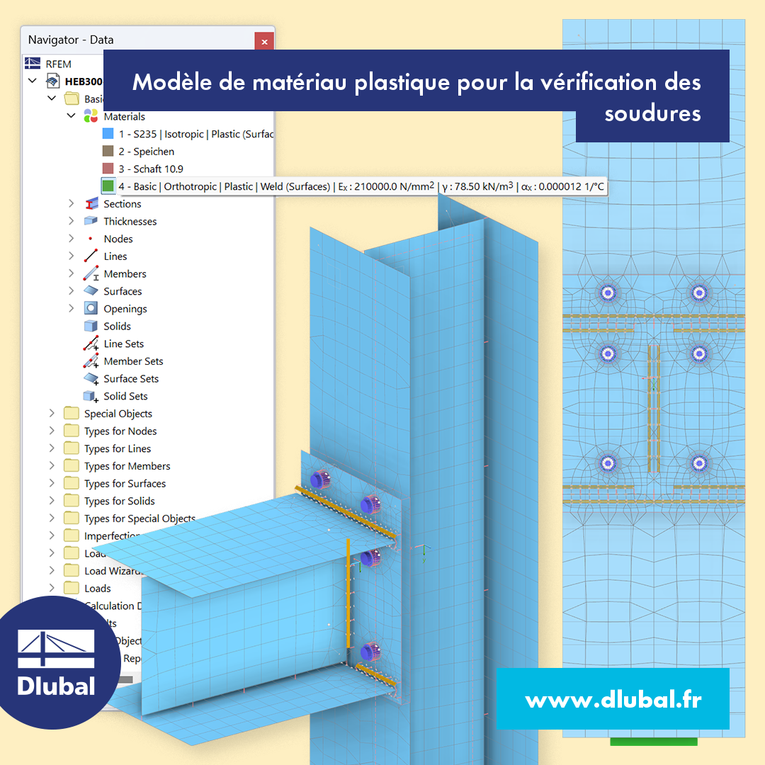Modèle de matériau plastique pour la vérification des soudures