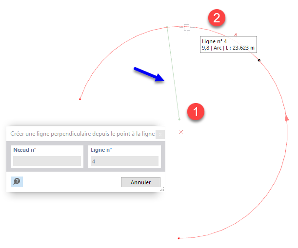 Création d’une ligne perpendiculaire