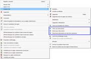 Options d’intersection dans le menu contextuel de la surface