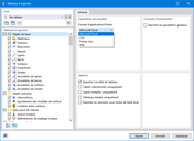Paramètres d’exportation des tableaux