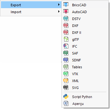 Interfaces d’exportation