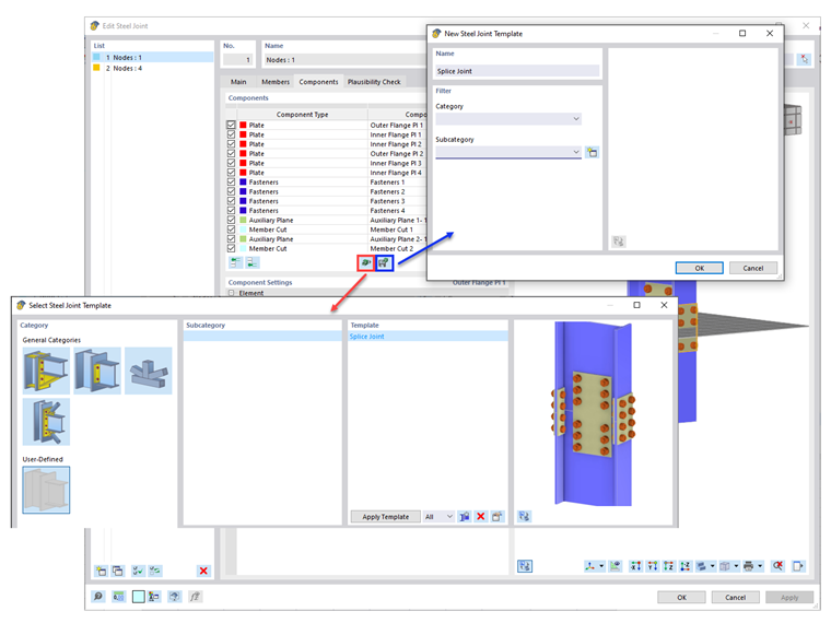 Foire aux questions 005383 | Comment créer un assemblage d'épissure dans le module Joints en acier ?