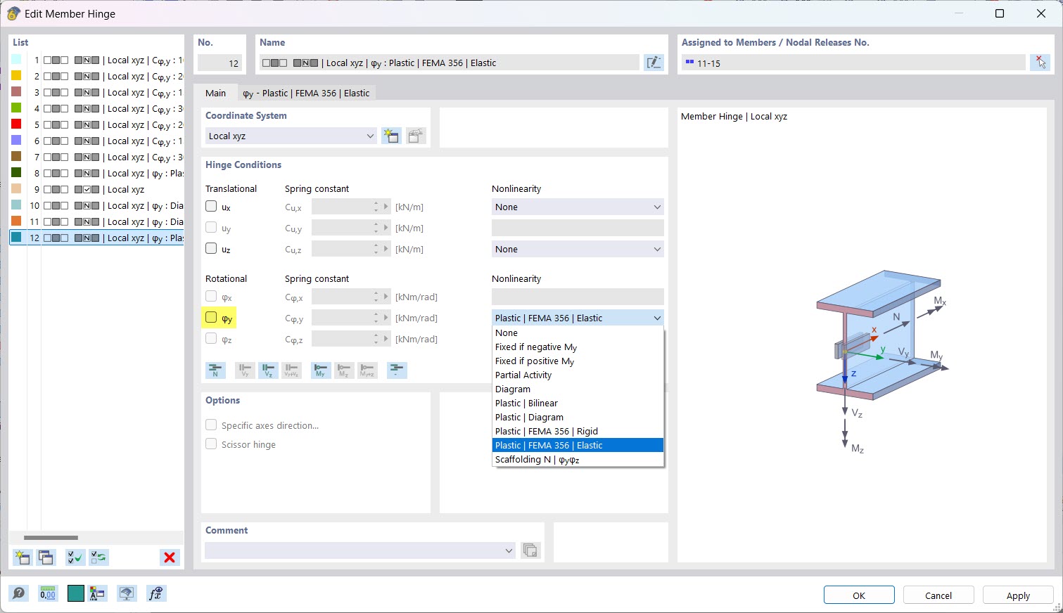 Application d'articulation plastique selon FEMA 356