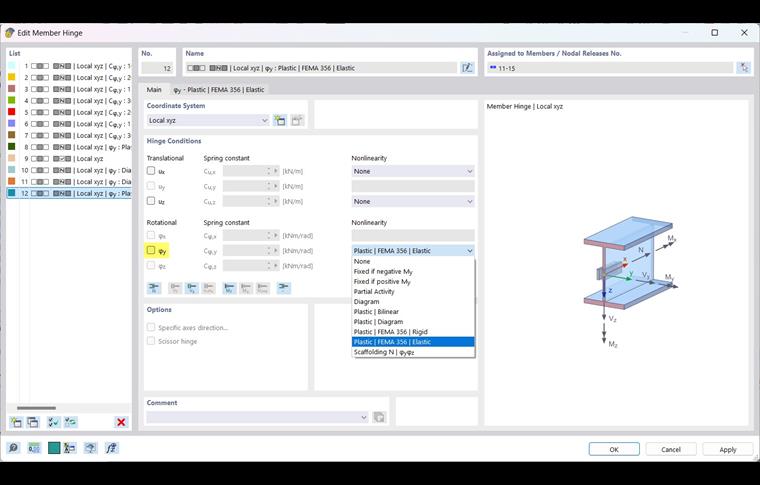 Application d'articulation plastique selon FEMA 356