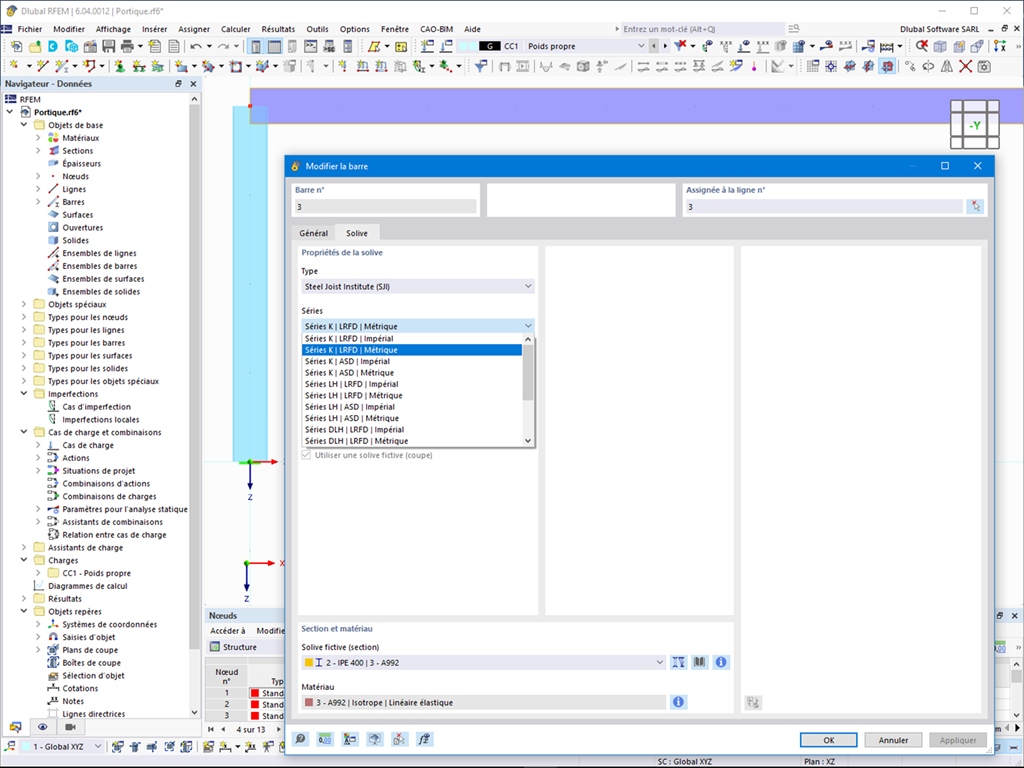 Fonctionnalité 002635 | Type de barre « Solive »