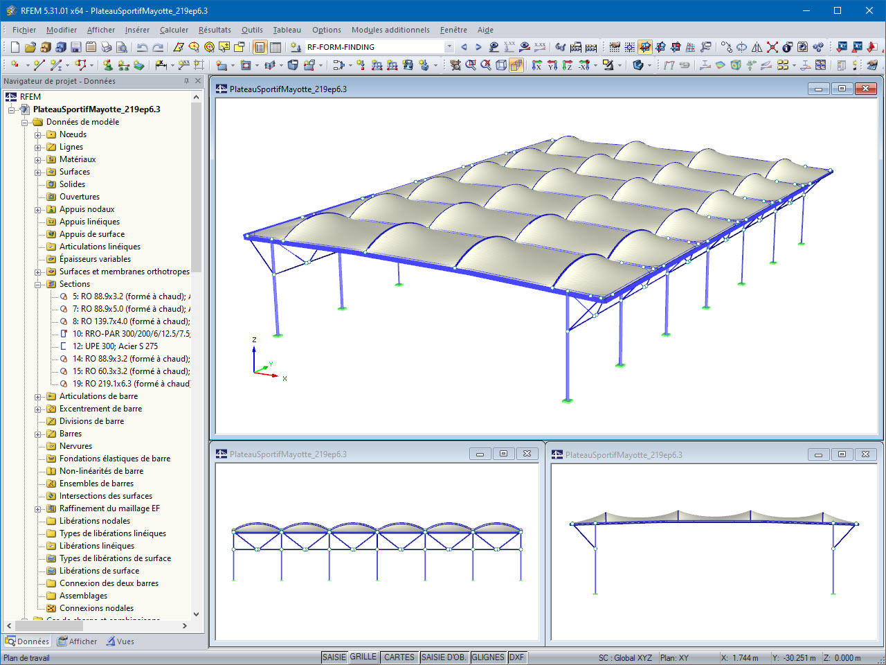 Modèle du préau dans RFEM 5 (© Normandie Structures)