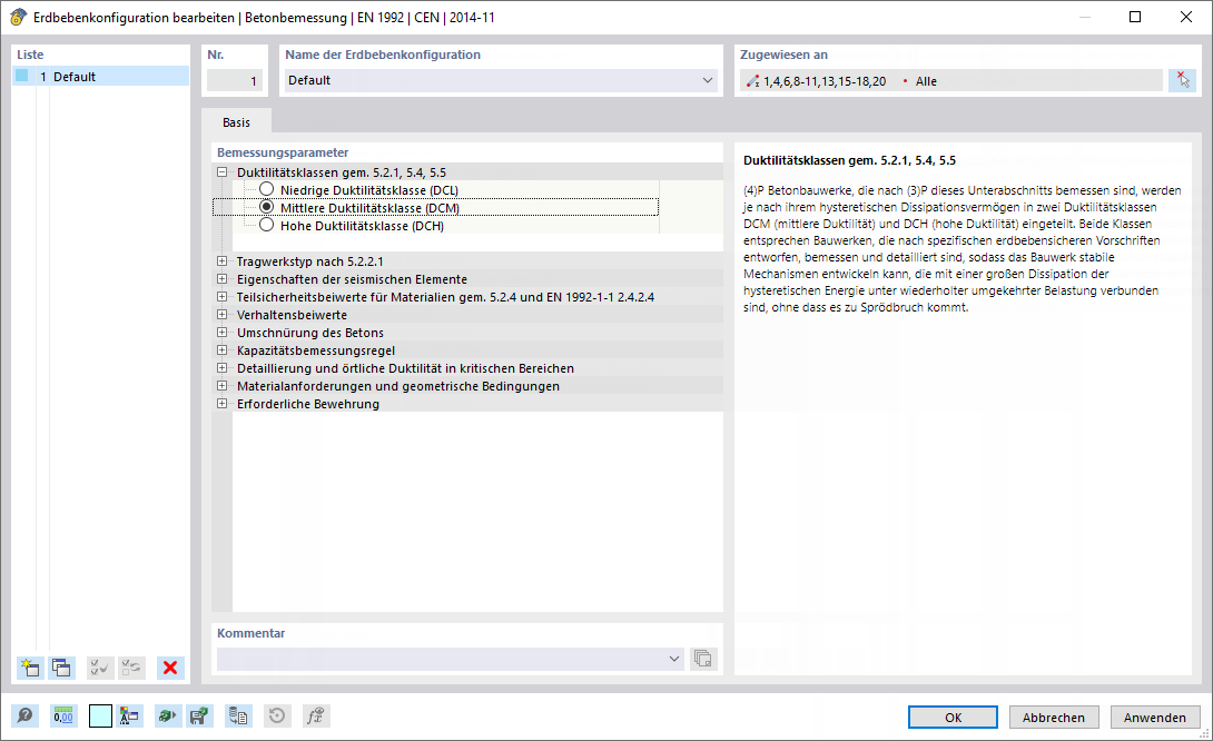 Configuration de sismicité