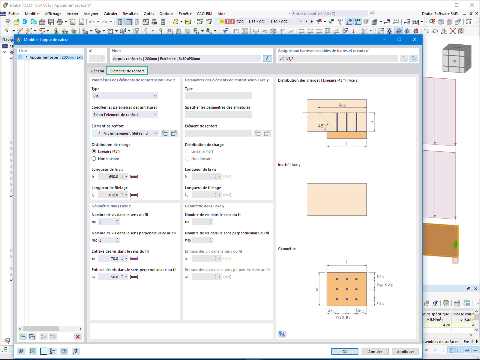 Fonctionnalité 002633 | Éléments de renforcement en compression transversale pour supports de calcul