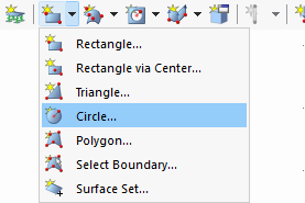 Représentation graphique de la création d’une surface circulaire avec les outils CAO.