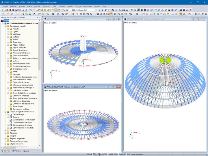Articulations des barres de toiture et des planchers de la structure (©ARTEMIS INGENIEUR)