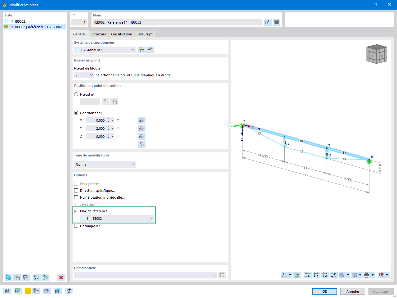 Fonctionnalité 002638 | Bloc avec informations sur le bloc de référence