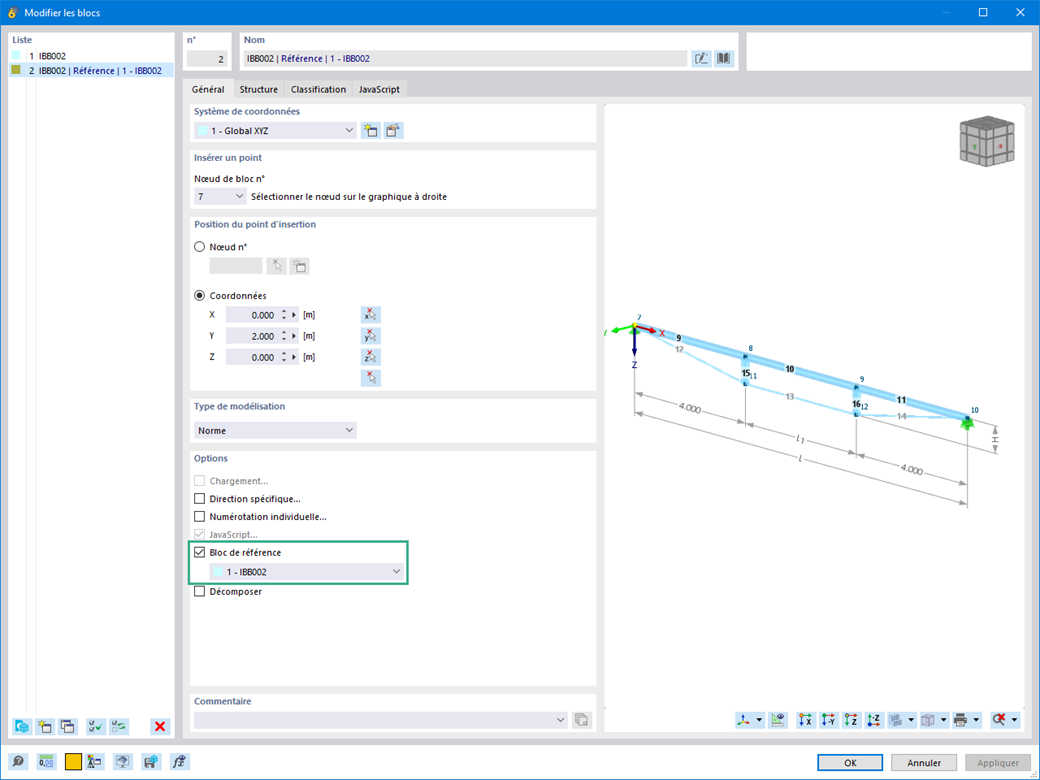 Fonctionnalité 002638 | Bloc avec informations sur le bloc de référence