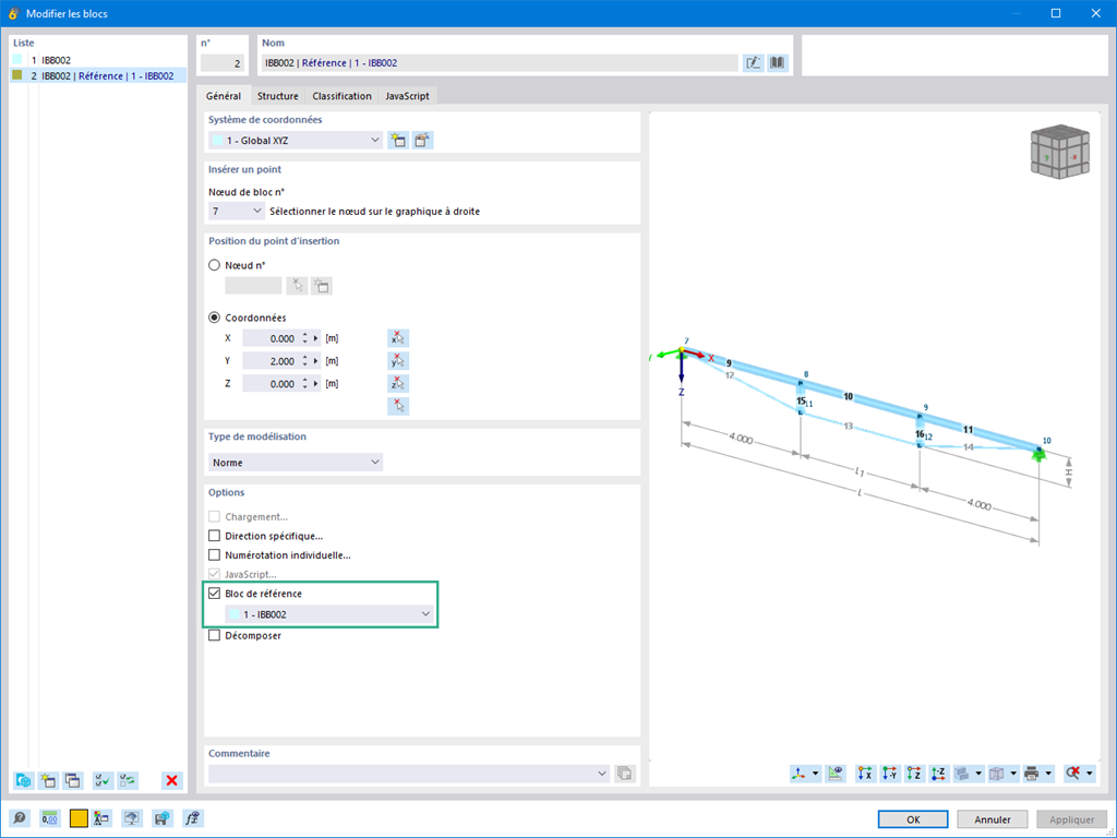 Fonctionnalité 002638 | Bloc avec informations sur le bloc de référence