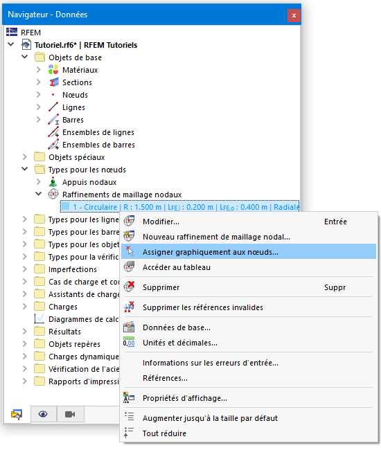 Assigner graphiquement le type à l’aide du menu contextuel du navigateur