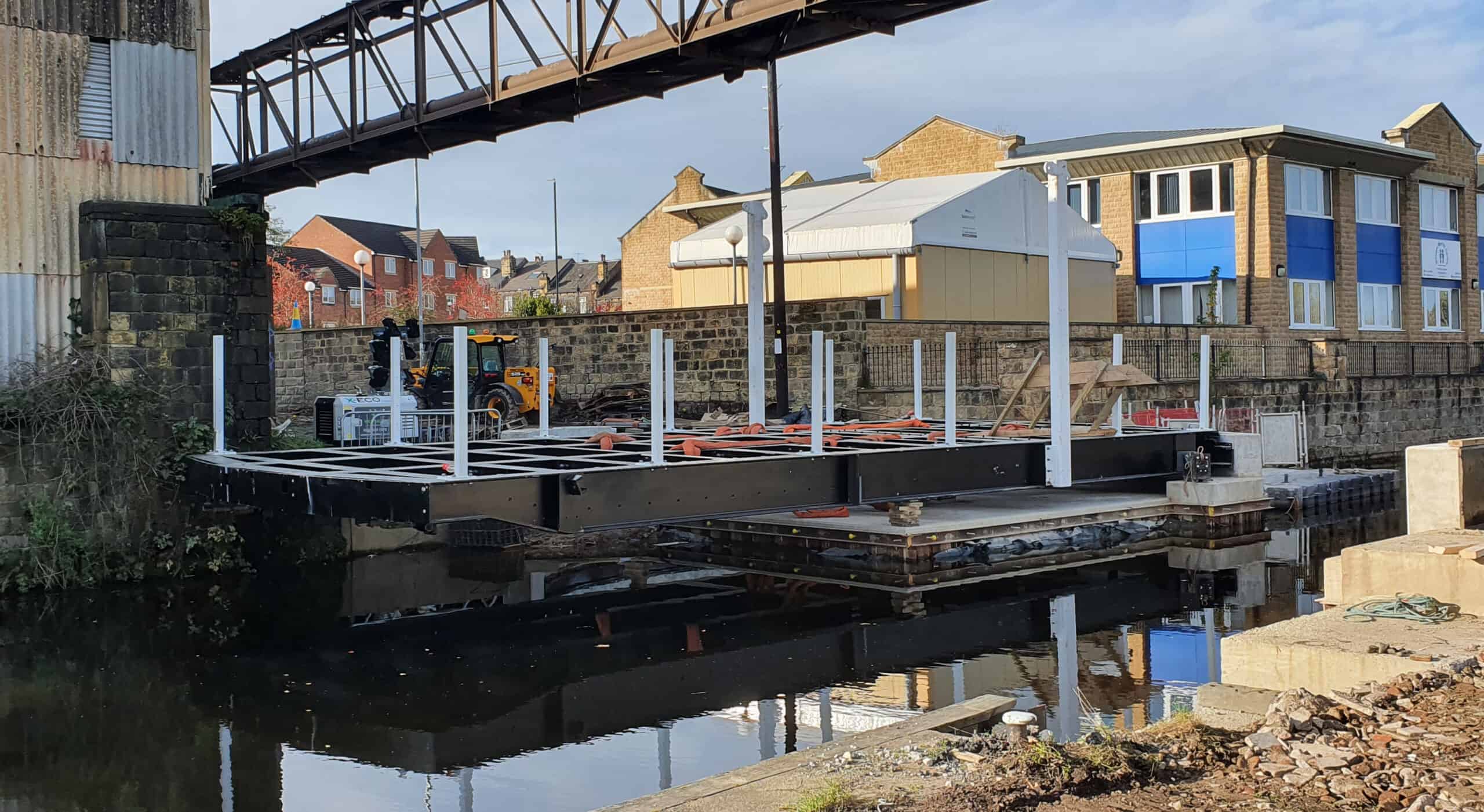 Pont tournant d'Airedale pendant la construction