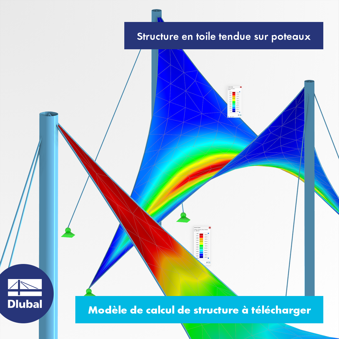 Structure en toile tendue sur poteaux