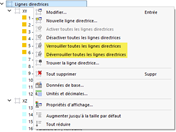 Menu contextuel des Lignes directrices dans le navigateur