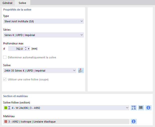 Définir les propriétés de la solive