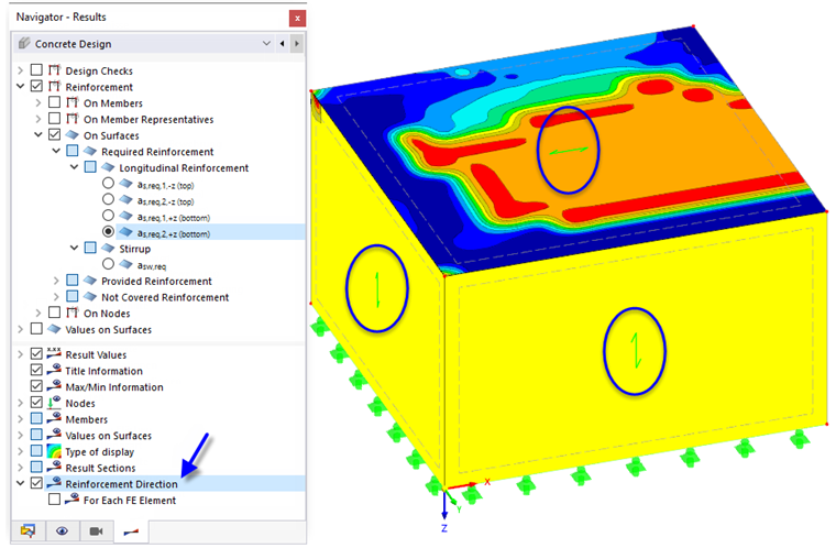 Afficher la direction des armatures