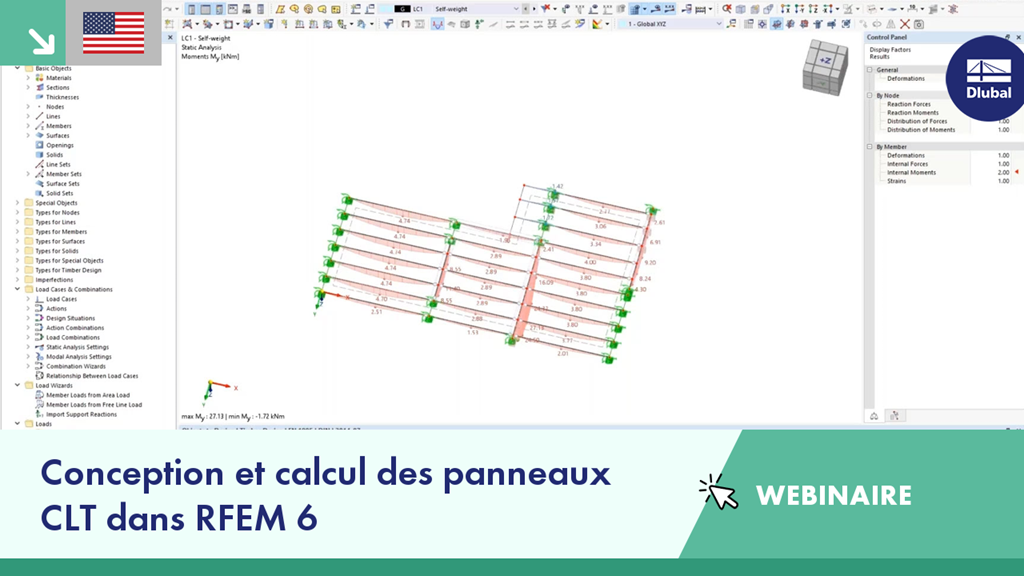 Webinaire illustrant le processus de vérification pour les barres et surfaces en bois dans le logiciel RFEM 6.