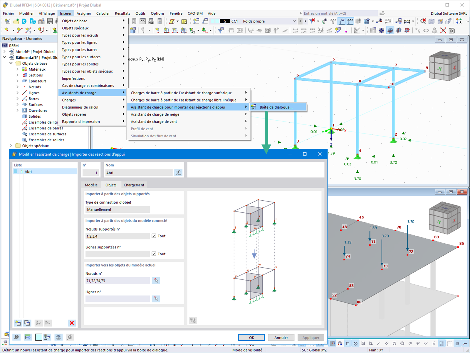 Fonctionnalité 002644 | Transfert des forces d'appui d'un autre modèle | Assistant de charge de niveau 1