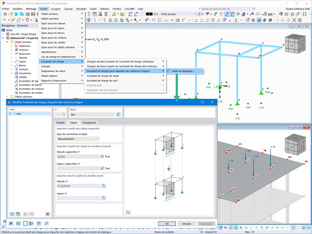 Fonctionnalité 002644 | Transfert des forces d'appui d'un autre modèle | Assistant de charge de niveau 1