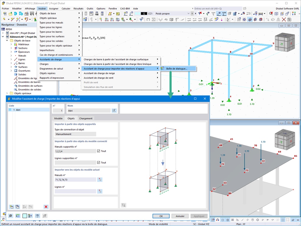 Fonctionnalité 002644 | Transfert des forces d'appui d'un autre modèle | Assistant de charge de niveau 1