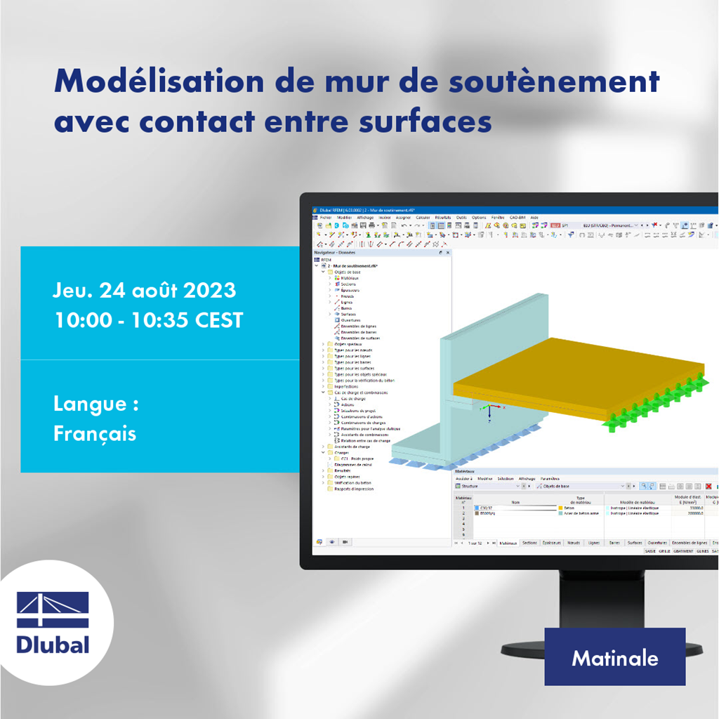Modélisation de mur de soutènement avec contact entre surfaces