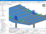 Résultats de la vérification de l'aluminium dans RFEM 6 avec vue détaillée du modèle.