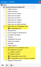 Éléments du navigateur relatifs aux assemblages acier