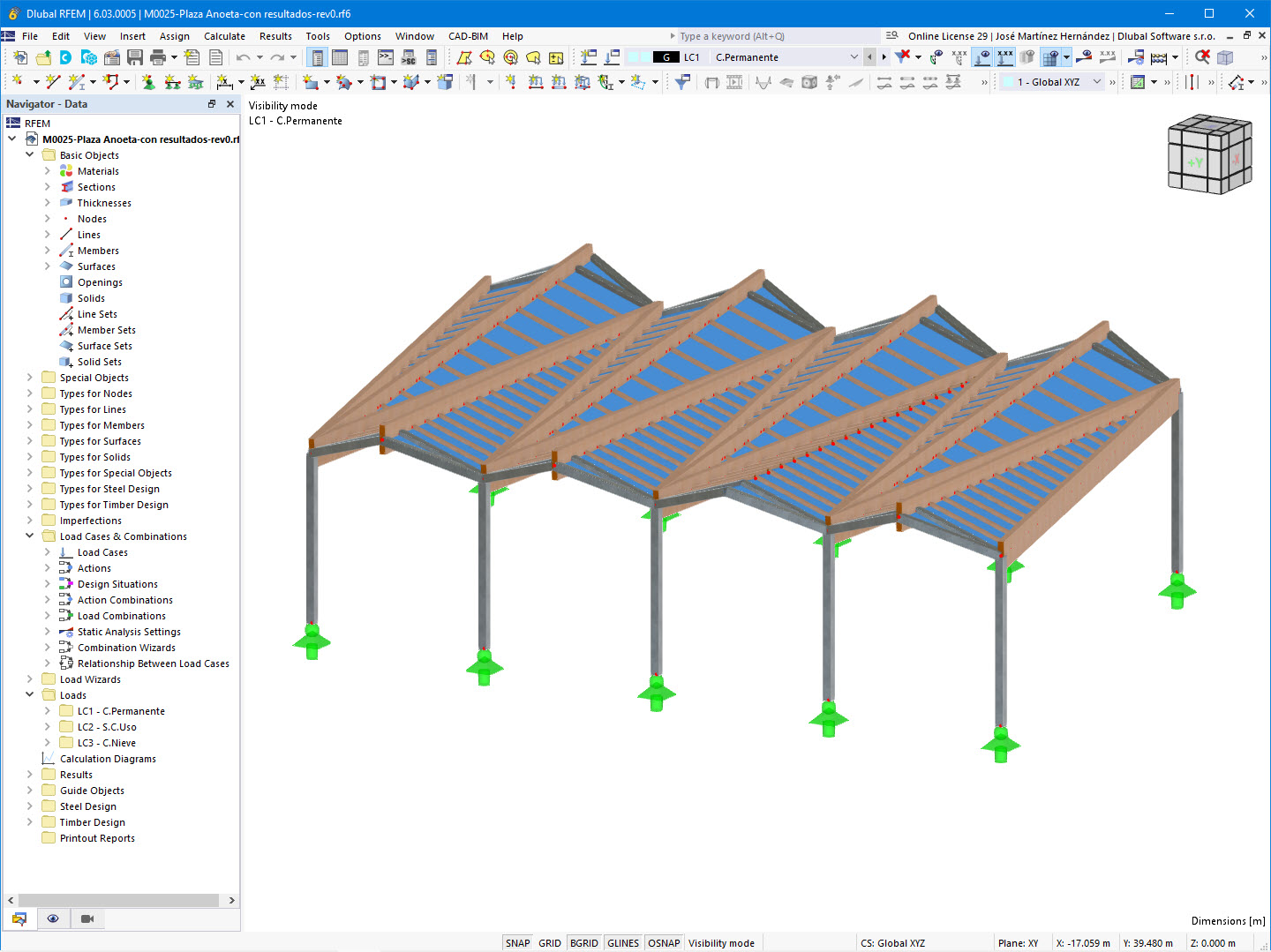 Modèle de la toiture de la place d'Anoeta dans RFEM