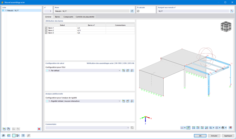 Attribution des barres pour les nœuds sélectionnés