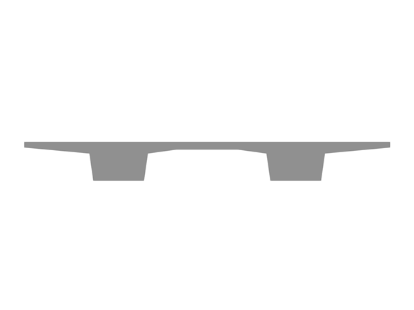 L'image montre une section de pont avec un profil en béton.