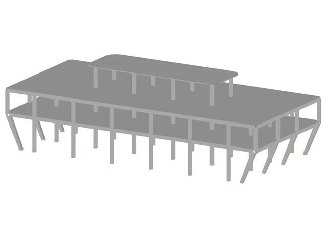 Modèle 004505 | Bâtiment avec poteaux inclinés en béton armé