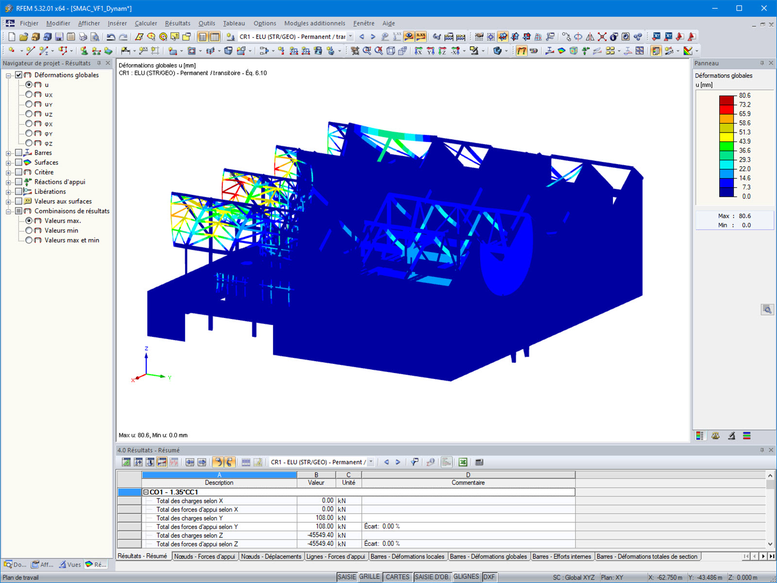Déformation de la salle de musique Quai M (© LCA Construction Bois)