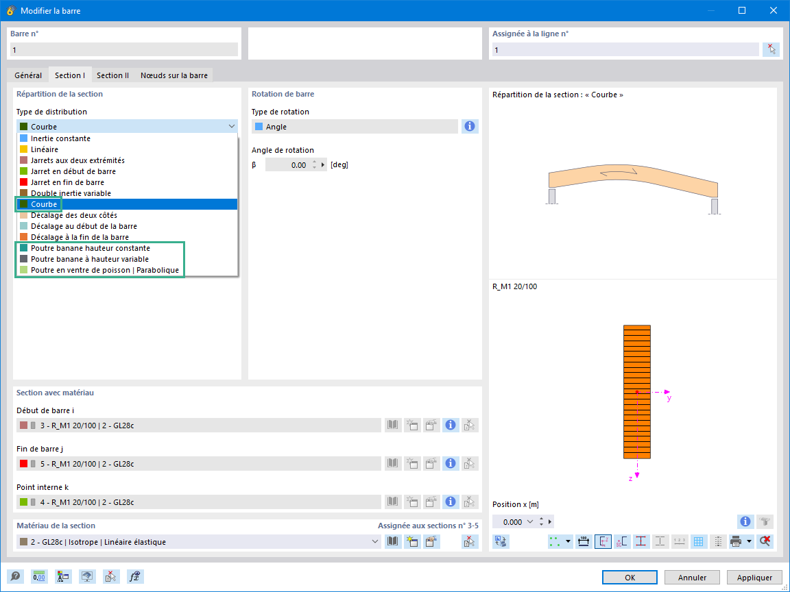 Fonctionnalité 002668 | Distribution de sections courbées