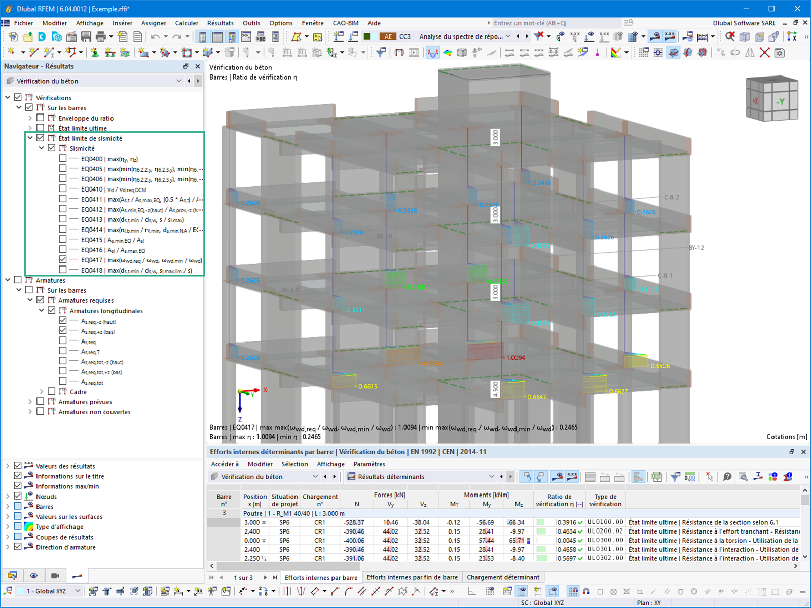 Fonctionnalité 002671 | Analyse sismique selon l'EC 8 pour les barres en béton armé
