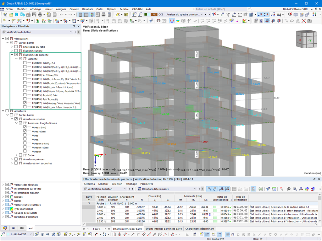 Fonctionnalité 002671 | Analyse sismique selon l'EC 8 pour les barres en béton armé