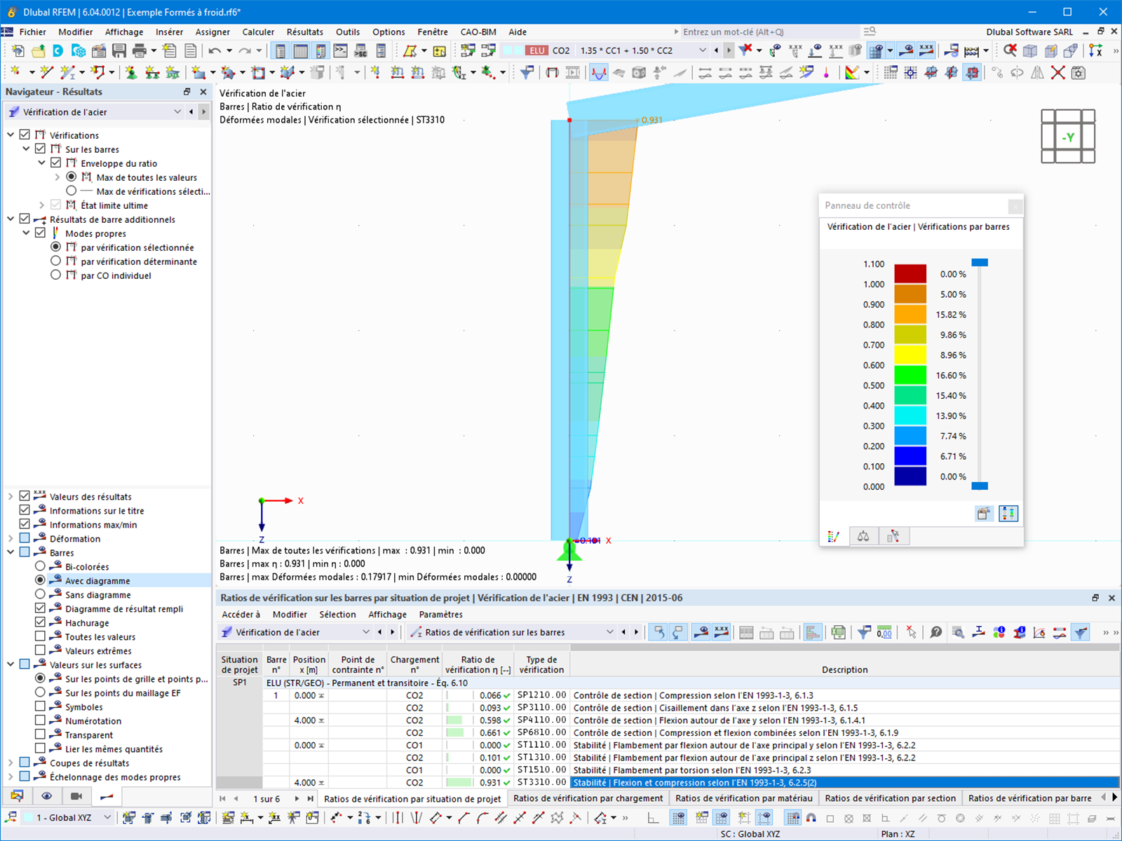 Fonctionnalité 002672 | Vérifications de stabilité et de section pour les sections formés à froid selon l'EN 1993-1-3
