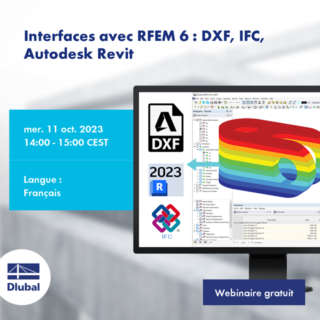 Interfaces avec RFEM 6 : DXF, IFC, Autodesk Revit