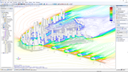 L’image explique comment la dynamique des fluides numérique est appliquée pour répondre aux exigences de calcul des charges de vent selon l’Eurocode et d’autres normes de construction.