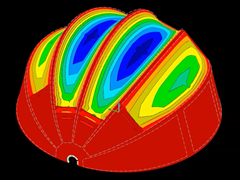 Déformations du dôme rétractable métallo-textile (© Odo S&E)