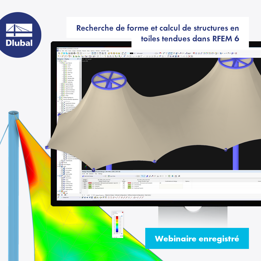 Recherche de forme et calcul de structures en toiles tendues dans RFEM 6
