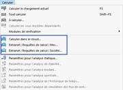 Menu « Calculer » pour les calculs dans le Cloud